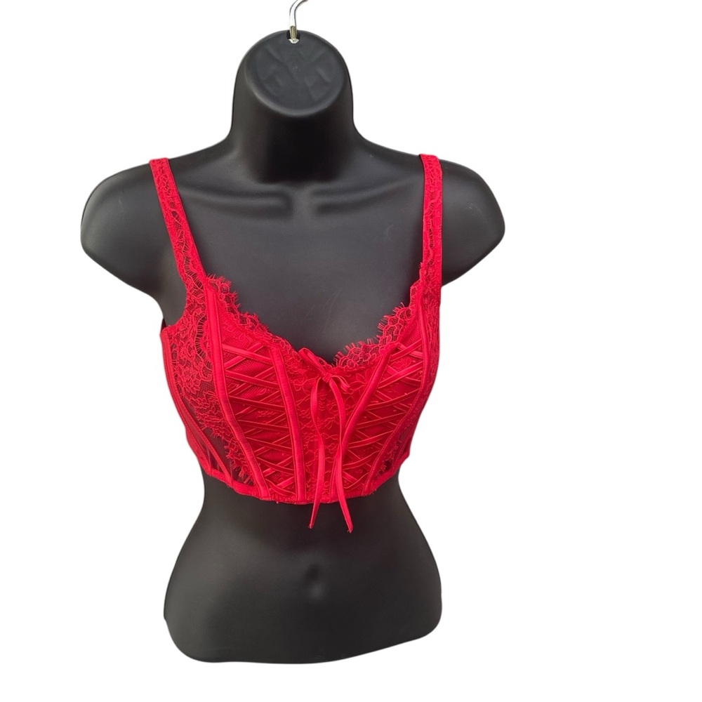 Victoria Secret Dream Angels Elegant Red Lace Bralette Size XS